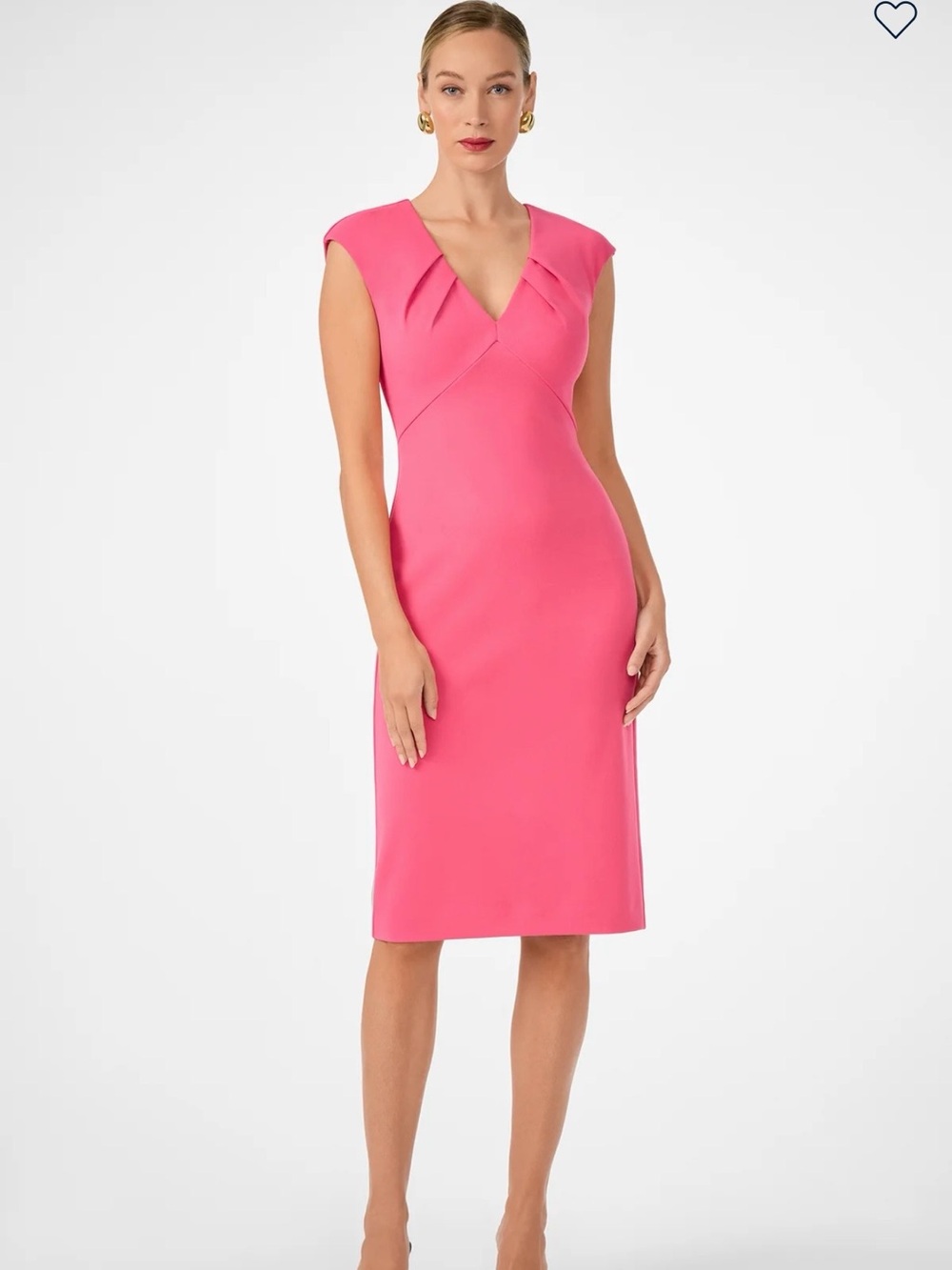 NWT Trina Turk Pink Cap-Sleeve V-Neck Midi Sheath Dress Women’s Size 4